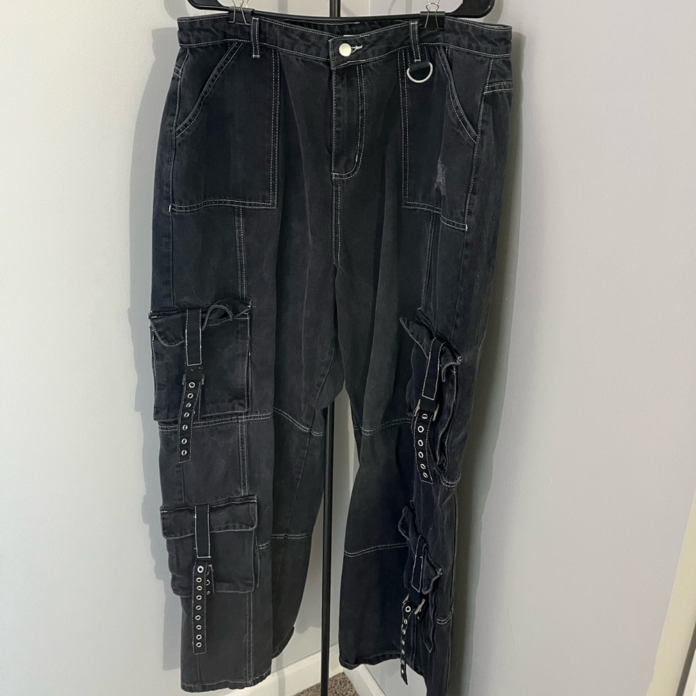Daisy Street Distressed Denim Carpenter Pants
